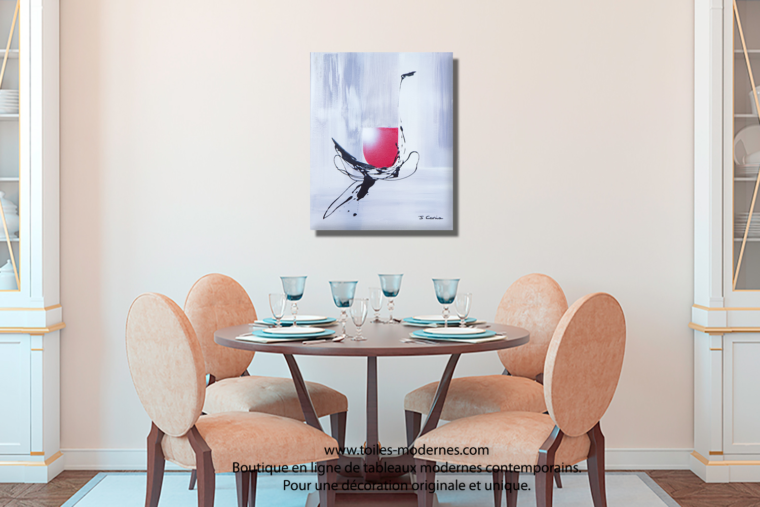 Tableau gris taupe a l'heure de l'apéro format vertical