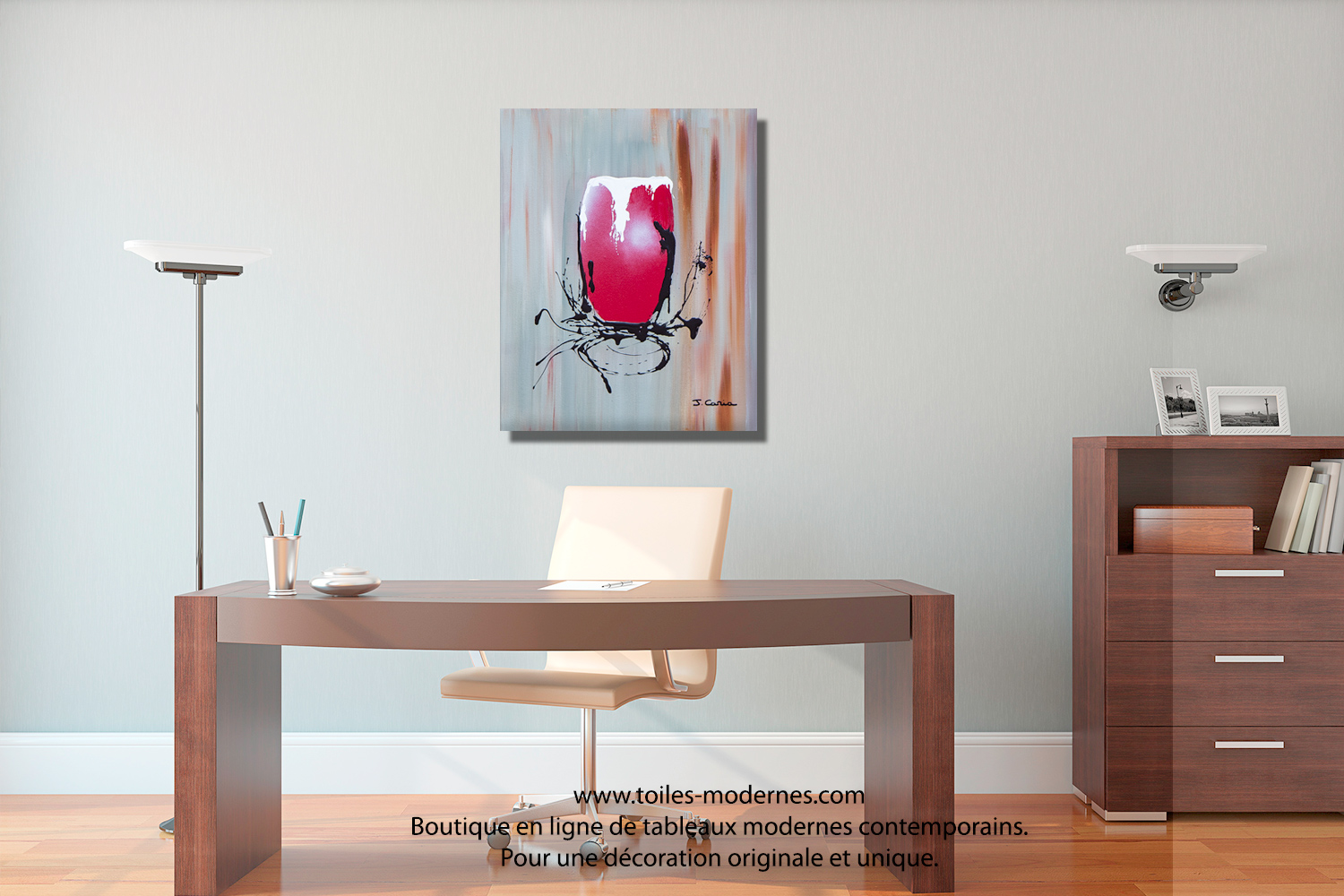 Tableau gris rouge mousse chantilly