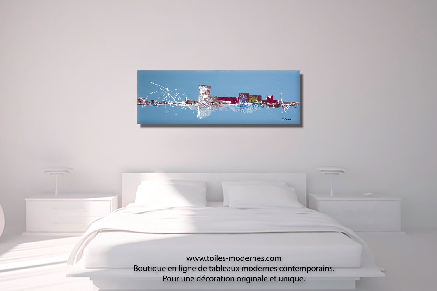 Tableau panoramique bleu gris evolution