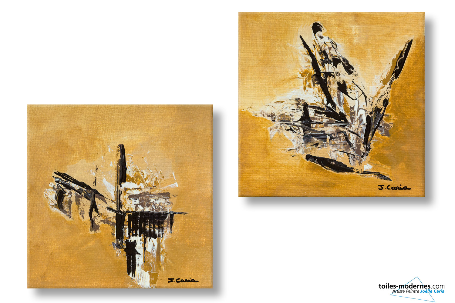 Tableaux marron beige jaune ditptyque contemporain un air d ...