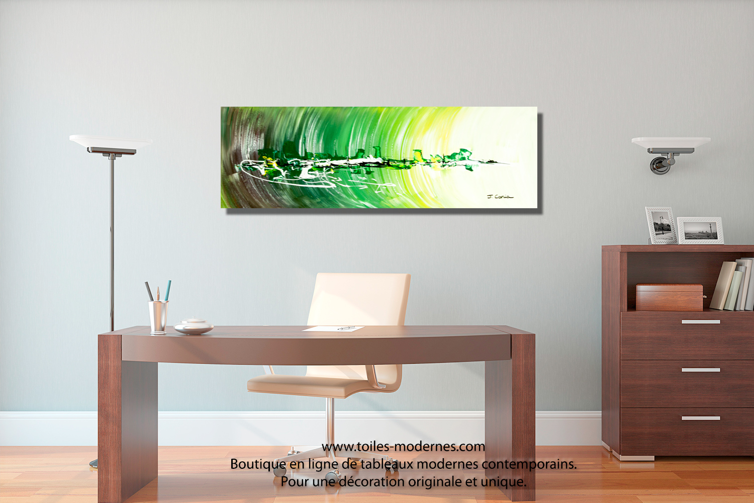 Tableau Ville Abstraite Rectangle 3d Vert Pour Une Decoration Ultra Moderne Produit Unique
