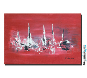 Tableau Art déco rouge Océans