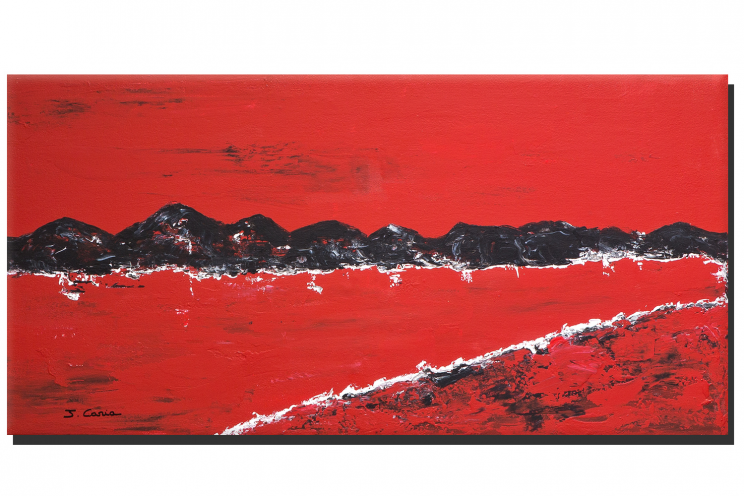 Tableau contemporain Les montagnes (rouge)