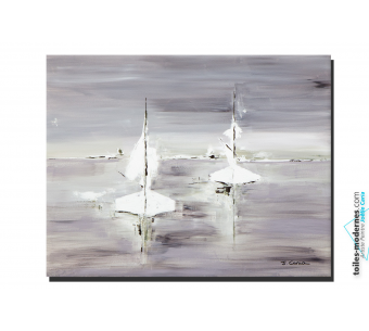 Tableau gris blanc grand format Voyage en mer