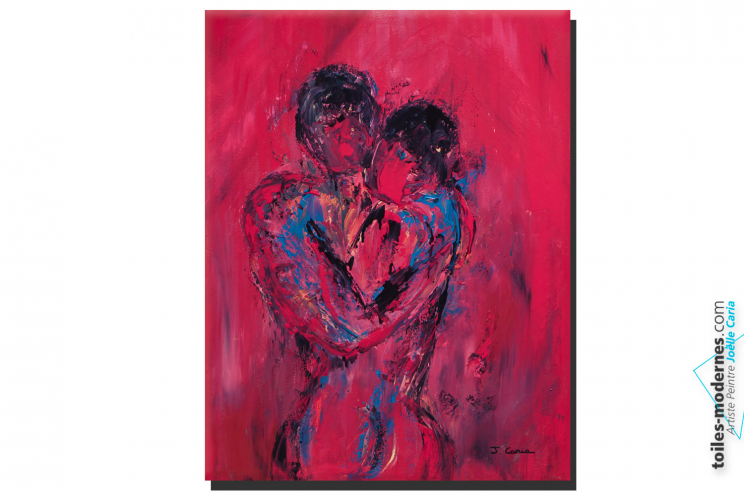 Tableau nu artistique rouge Le couple