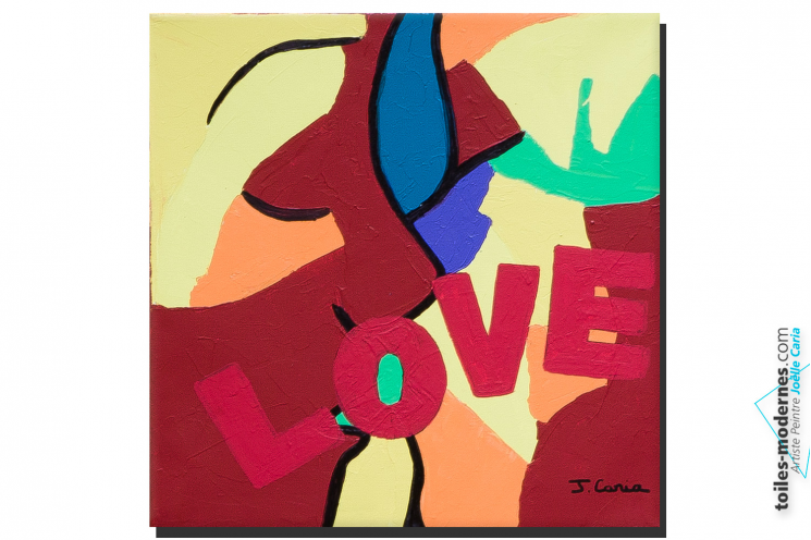Tableau contemporain coloré thème Amour The kiss
