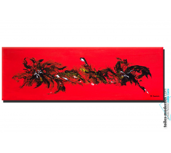 Tableau panoramique rouge grandes dimensions Lieu fleuri