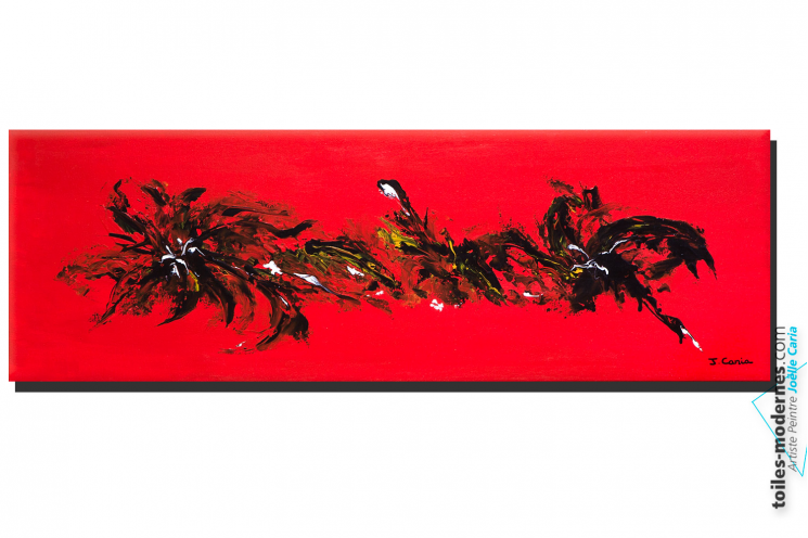 Tableau panoramique rouge grandes dimensions Lieu fleuri