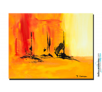 Tableau Rouge jaune abstrait Détente