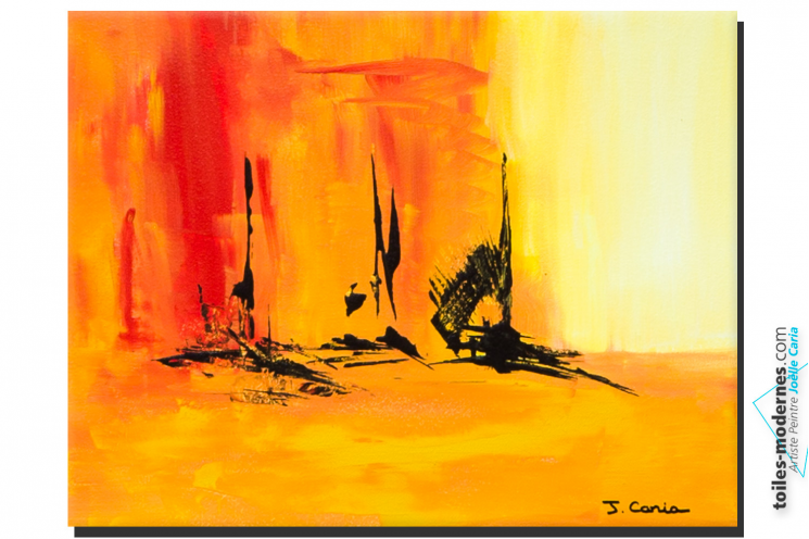 Tableau Rouge jaune abstrait Détente