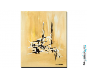 Tableau beige jaune contemporain Plaisir en mer