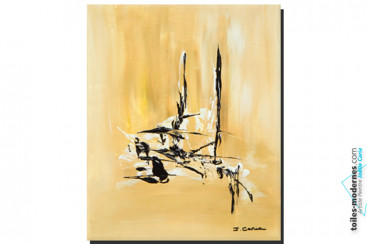 Tableau beige jaune contemporain Plaisir en mer