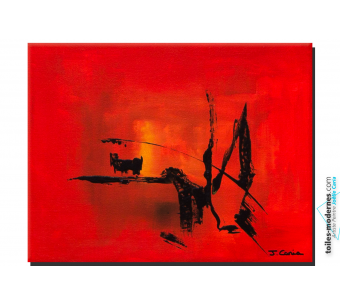 Tableau abstrait rouge Hiver au soleil déco lumineuse
