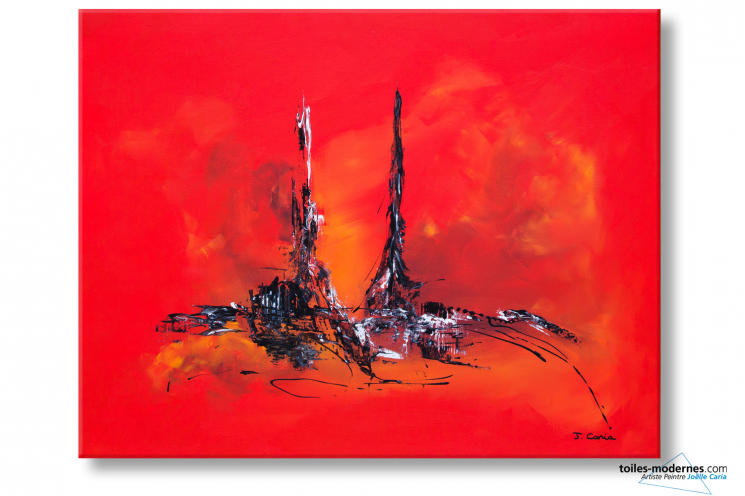 Tableau contemporain  rouge Ravissement déco intense