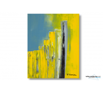 Tableau contemporain d'art abstrait jaune gris Echange déco moderne