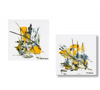 Tableaux diptyque blanc abstrait Ville au grand jour