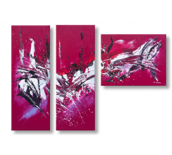 Tableau triptyque bordeaux gris abstrait Nouvelle galaxie