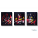 Tableaux triptyque noir abstrait Explosion de couleurs