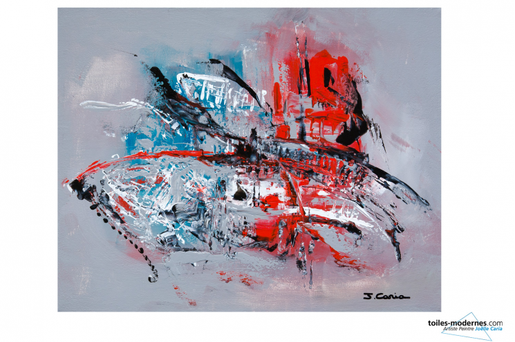 Tableau gris rouge contemporain Ardeur