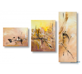 Triptyque marron abstrait Douceur d'automne