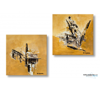 Diptyque Marron clair contemporain Paysages d'autome