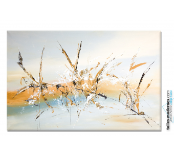 Grand tableau gris beige art contemporain Les insectes