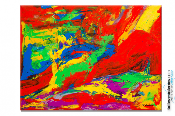 Tableau nu abstrait multicolore Femme allongée création contemporaine