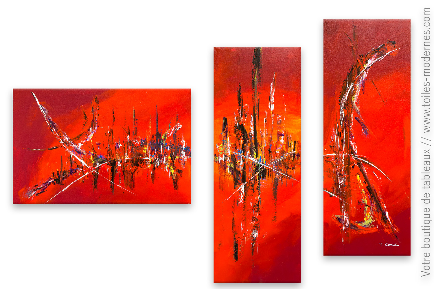 Tableau abstrait rouge Ravissement moderne