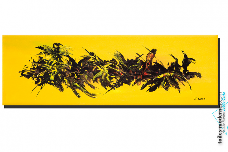 Déco jaune et noir moderne, tableau décoratif Une vie florissante