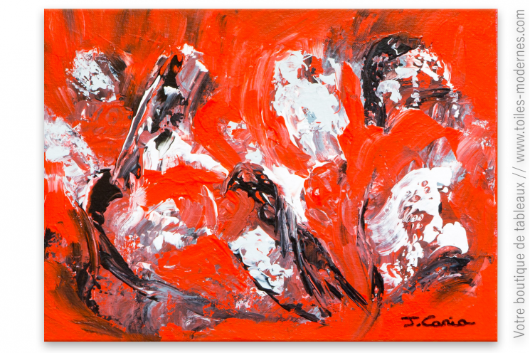 Peinture sur toile rouge décoratif : Hallucination