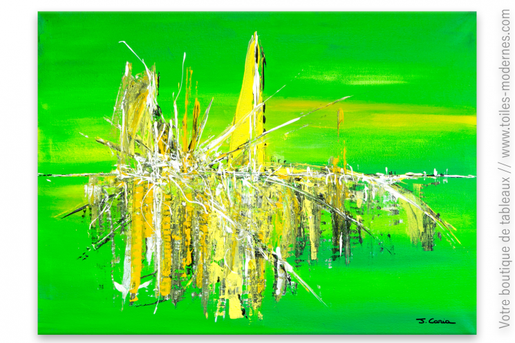 Déco vert anis avec un tableau moderne : Esprit clair