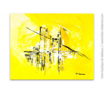 Déco jaune avec un tableau moderne : Soleil de plomb