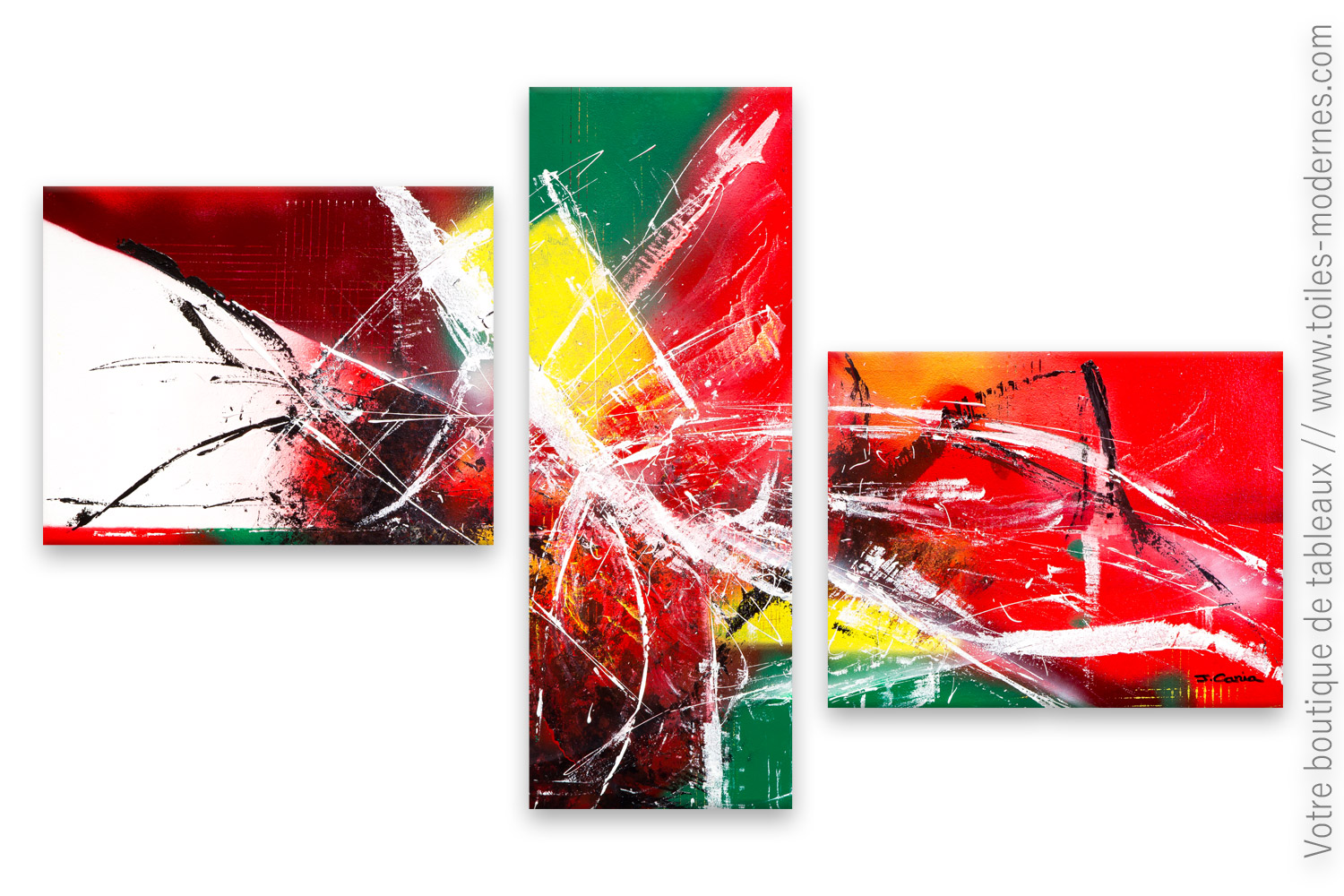 Tableau Triptyque Abstrait Moderne