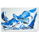 Déco murale bleue avec un grand tableau design : L'oiseau bleu