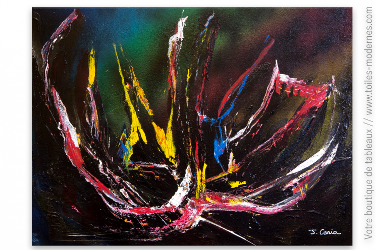 Tableau design noir, art abstrait : Volcano