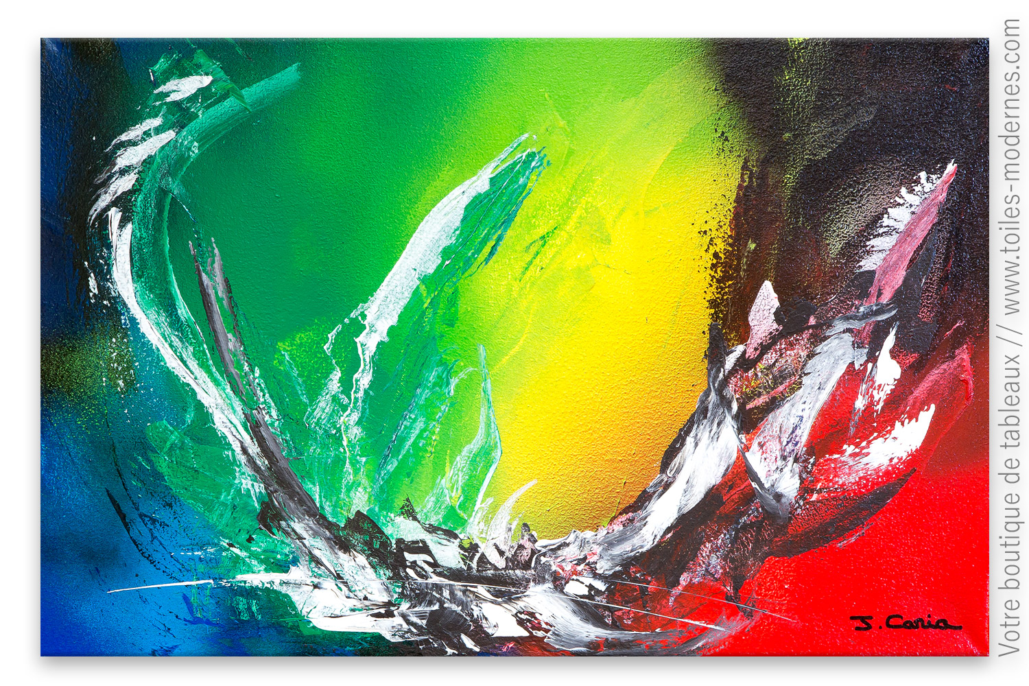 Grand tableau abstrait moderne coloré  Peinture abstraite multicolore sur  toile