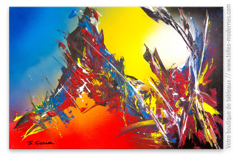 Tableau moderne paysage coloré Tableau abstrait coloré, tableau abstrait  multicolore -  France