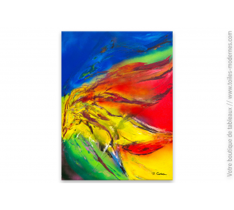 Tableau coloré - vente tableau coloré fait maison : Tempête de feu