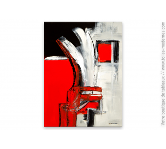 Déco en rouge et noir avec un tableau contemporain : Devant la fenêtre