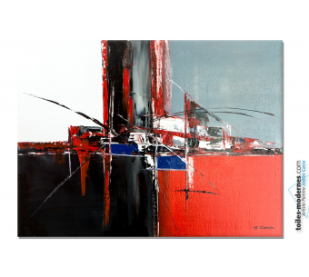 Déco en rouge et noir avec un tableau moderne : Nouveau souffle