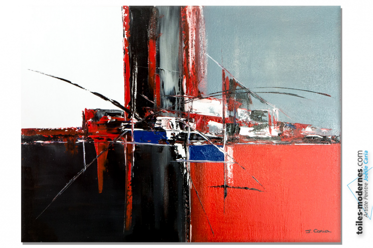 Déco en rouge et noir avec un tableau moderne : Nouveau souffle