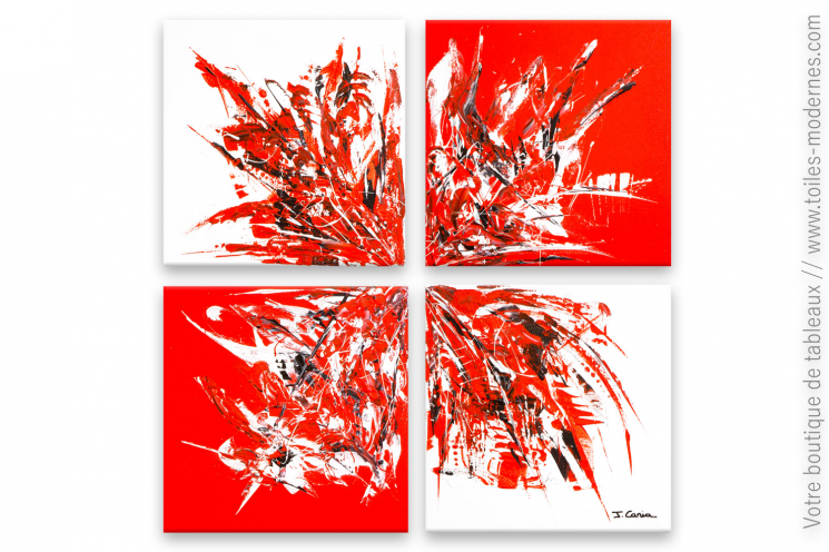 Déco rouge et blanc avec un tableau original  : Divergence