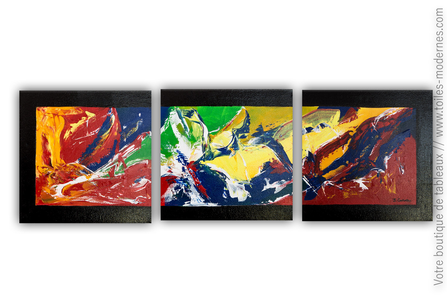 Tableau triptyque moderne : Un monde plein de couleurs