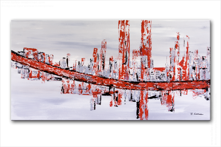 Tableau Rectangle 50x100cm Gris Rouge Design tableau Contemporain Gris 
