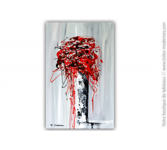 Peinture fleurs rouges, déco moderne : Fleurs de printemps