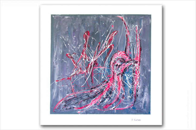 Tableau L'OISEAU (tableau gris) moderne