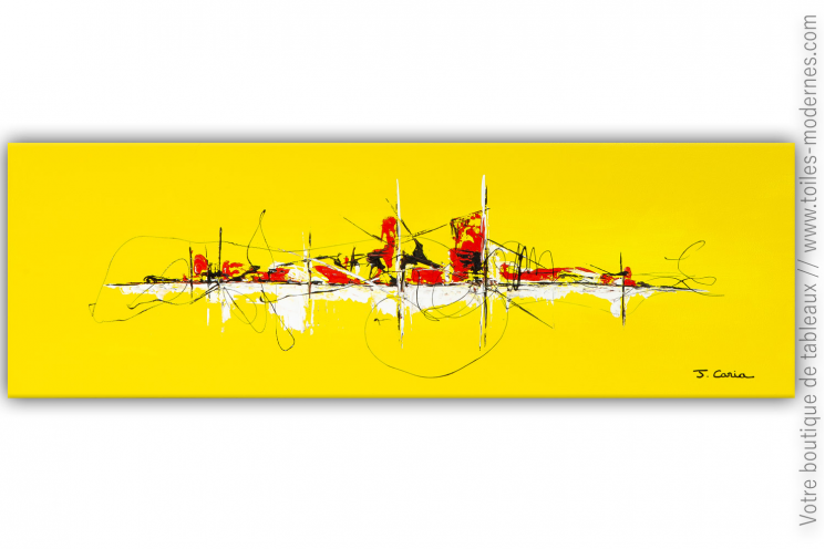 Objet déco jaune tableau contemporain design : Une vie au soleil