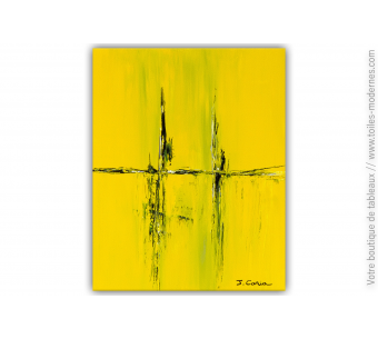 Tableau jaune contemporain design : Echange chaleureux