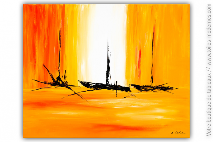 Peinture orange sur toile : Pétillante ballade