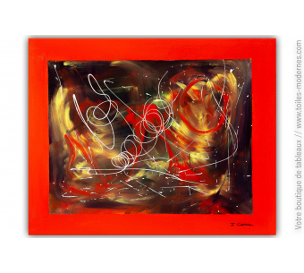 Peinture rouge sur toile moderne : Motion